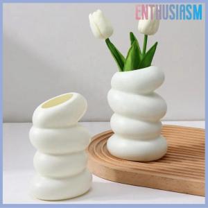 【Enthusiasm】🌟🌟【Hot Sale】🎈 แจกันพลาสติกทรงเกลียวภาชนะจัดดอกไม้แนวนอร์ดิกสำหรับตกแต่งบ้านในห้องครัวห้องนั่งเล่น