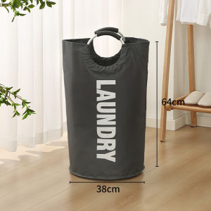 JustLiving 1PC Bucket Bag Large Heavy Capacity Laundry for Dirty Clothes Foldable Linen with Buckle Handle Foldable Clothes Basket for Washing Storage
