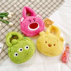 Cartoon Disney Plush Handbag Kawaii Lotso Winnie Pooh Bear Alien Lovely Handbags Bag Large Capacity Tote Shaggy Girls Gifts
