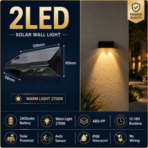 OOKAS Solar Light Outdoor Waterproof 2/3/4/5 LED Wall Light Garden Decoration Wall Lamp Solar Lights