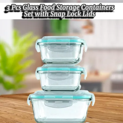 ( E HOMES ) Glass Food Storage Containers Set with Snap Lock Lids - Safe for Microwave Oven Dishwasher Freezer