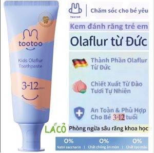 Kem đánh răng tootoo cho bé 3-12 tuổi kem đánh răng Olaflur từ Đức chiết xuất từ đào tươi tự nhiên baby olaflur toothpaste