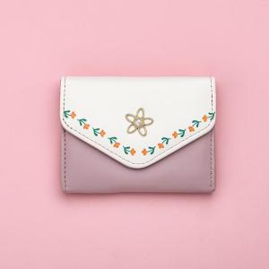 ❤dompet home❤2023 Mode Baru Wanita Dompet Kecil Bahan Kulit PU Persegi Horizontal Pendek Tiga Kali Lipat Gesper Kapasitas Besar Cetak Desain Dompet Koin Perkotaan Sederhana Segar Manis Diswa Dompet Pendek D246