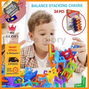24Pcs Chairs Stacking Tower Balancing Game Balance Stacking Chairs Block Toy Desk Educational Game Balancing Training Toys Gift for Kids