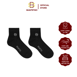 Tất Vớ Nam Cổ Trung BSAMIO Màu Đen Chất Liệu Cotton Thoáng Khí Thấm Hút Mồ Hôi Tốt Dễ Phối Đồ