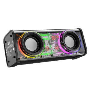 XM Mecha bluetooth speaker bluetooth5.3 subwoofer 360° Stereo meriam baja kecil transparan audio portabel nirkabel 10w mecha super bass warna-warni RGB Rhythm Light