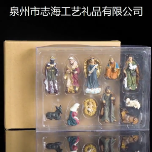11pcs Christmas Manger Decorations Set Jesus Nativity Holy Family Scene Resin Figurines for Home Bedroom Living Room