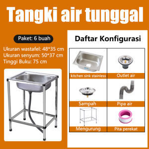 Indah dan tahan lama Wastafel portabel 304 stainless steel Wastafel Dengan Keran yang Bisa Disesuaikan Wastafel Cuci Piring Murah Kitchen Sink Bak cuci Piring Wastafel Dapur Lengkap