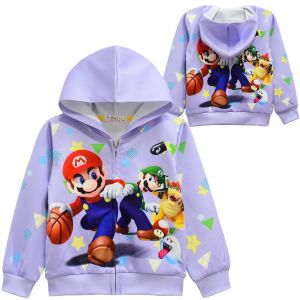 {Sweet Baby} Boys Super Mario Spring Autumn Coat Childrens Cartoon Long Sleeve Print Zipper Jacket Kids Clothing For 4 5 6 7 9 10 yrs