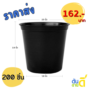 กระถาง กระถางต้นไม้ กระถางพลาสติก เบอร์ 2 2.5 นิ้ว สีดำ 200 ใบ ยกมัด ยกกระสอบ
