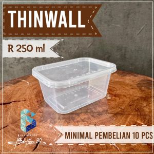 Thinwall Persegi Panjang 250 ml ISI 25 / Kotak Makan plastik / Thinwall Persegi 250ml + TUTUP
