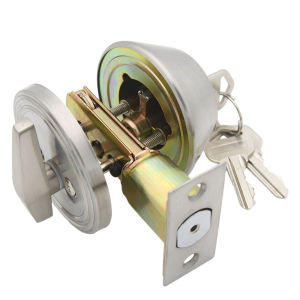 Stainless Steel High Quality Round Door Lock Suitable For House Wooden Doors (With 3 Steel Keys Included)