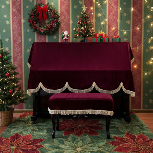 Khăn phủ đàn piano cơ đàn piano điện tử 88 phím trang trí năm mới Tết giáng sinh noel sang trọng cao cấp