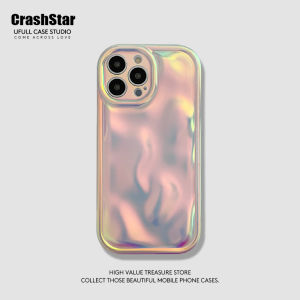 CrashStar Meteorite Wrinkle Laser Colorful Fashion Phone Case For iPhone 15 14 Pro Max Plus 13 12 11 Pro Max Soft Shockproof Phone Casing Cover With Full Cover Lens Camera Protection Hot Sale