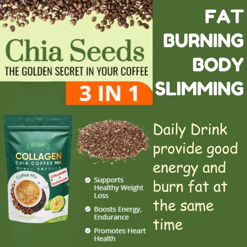 Fitgum 20X Collagen Chia Coffee With Collagen & Glutathione Anti-Aging  Whitening Skin Organic 10Pack 10 Pack Collagen Coffee Glutathione And Chia  Seed - Lazada | Lazada PH