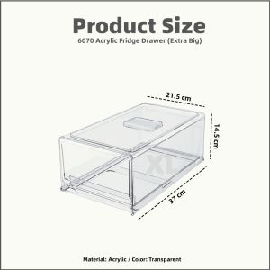 Johor Seller | Refrigerator Drawer Storage Box Fruit Transparent Organizer Bins Vegetable Meat Freezer Fridge Stackable Cabinet Kitchen