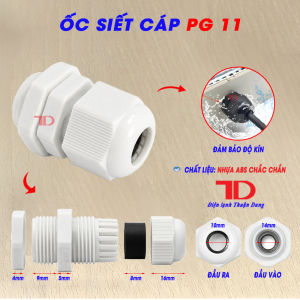 Cable Gland Nhựa PG7 PG9 PG11 - Ốc Siết Cáp Nhựa ABS Chịu Nhiệt Cố Định Dây Điện Hộp Kỹ Thuật