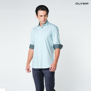 OLYMP  24/Seven LUXOR Shirt เสื้อเชิ้ตปรับอุณหภูมิ  สีเขียว ผ้าเท็กเจอร์แต่งปก ทรงหลวม ยืดหยุ่นได้ดี  ควบคุมกลิ่น เบาเหมือนสวมใส่ชุดกีฬา SUMM24 เสื้อทำงาน  เสื้อเชิ้ตทำงาน