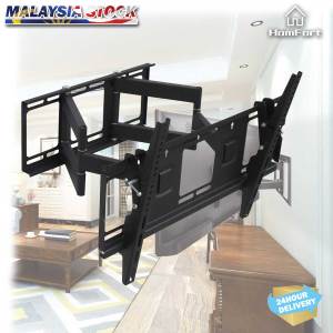32 inch-70 inch 50kg 640x400mm Retractable Heavy Duty Swing Double Arm Lcd Bracket Swing TV Wall Mount Bracket Long Profile