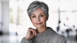 QUEENTAS Short Hair per for Women with Bangs 6.5"*6" Fluffy Hair Pieces Breathable Heat Resistant Synthetic Hair for Daily Wear 360 ° 3D Cover Up (Black Mixed Grey)