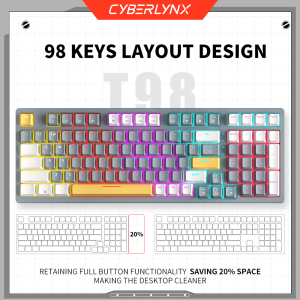 ZIFRIEND T98 Mechanical Keyboard Red Switch Wired 98 Keys RGB Backlit Gaming Keyboard