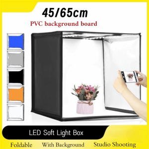 KLICKKRATE 45/65cm Studio LED Light Box Folding Ring Light Board Photography Box and Bag with Background Studio Softbox For Studio