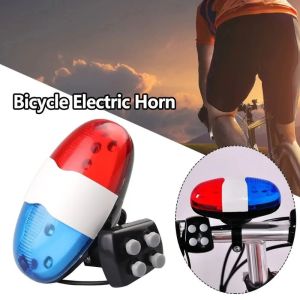6 LED Bicycle 4 Tone Sounds Bell Outdoor Police Car Light Electronic Horn Cycling Equipment Bicycle Siren for Kids  Adults Bike