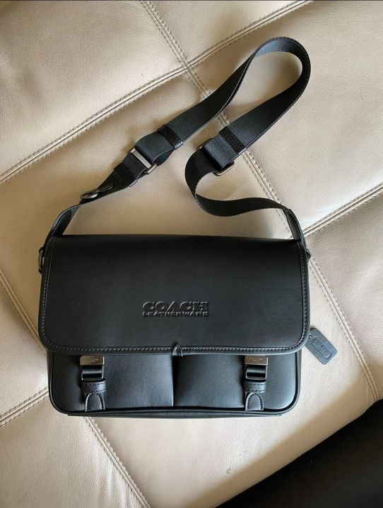 Coach League Men's Leather Messenger Bag C9157 Black Lazada PH