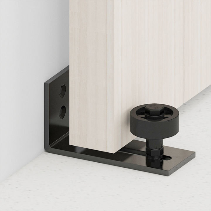 Barn Door Floor Guide - Wall Mount Adjustable Roller, Carbon Steel, For 76mm Thick Sliding Barn Doors, Black