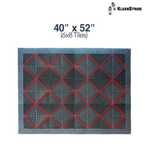 KleenStride Dirt Scraper Non-Slip Interlocking (Red) Brush Tile Mat | Assorted Size Sets