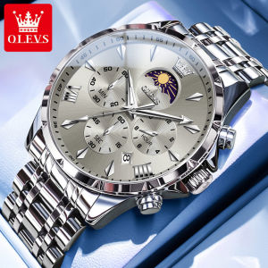 Olevs Đồng Hồ Cho Mens Không Thấm Nước Ban Đầu Thạch Anh Dây đeo bằng thép không gỉ Giản Dị Lịch Đồng hồ thời trang đồng hồ phát sáng Mens Đồng Hồ