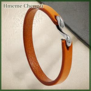 Hmeme Vingtage Cowhide Wrap Cord Cuff Bracelet For Men Woman Wristband Punk Bangle Couple Jewelry Gift