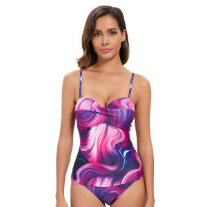 Womens Ruched Tankini Swimsuits Square Neck Wrap Tie Back Two Pieces Bathing Suit Tummy Control Swimwear Colorful Beach Wear