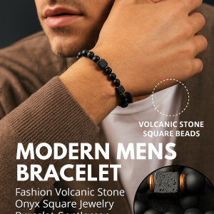 Modern Mens Volcanic Stone Bracelet Enhances Immunity Square