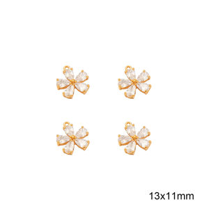 1PC แฟชั่นน่ารักดอกไม้ & Cross Heart Charm 18K ชุบทองทองเหลือง Charm จี้ Zircon หินสำหรับ DIY สร้อยคอทำเครื่องประดับต่างหู