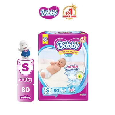 [20g 7-10.8 QUÀ TO]Tã dán sơ sinh Bobby S80 mới- Lõi nén thần kỳ 3mm