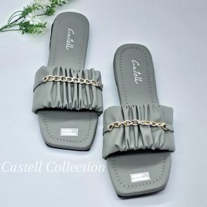 CASTELL- Sandal Wanita Teplek Terbaru Korea Slip On Sol Karet Lentur Tidak Licin Dan Anti Patah