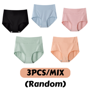 🇲🇾READY STOCK KL (1PC/3PCS) Plus Size 100% Cotton Lady Women Abdominal Panties Shape Tummy Mid High Waist Panty Underwear (Random Color)