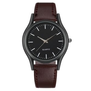 XIJIBAN Minimalist Quartz Watch Round Dial Leather Strap Classic Wristwatches Elegant Simple Couples Watch Gifts
