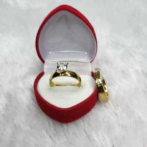 BEST SELLER !! Cincin Couple ZIKRON Mata Belah Pernikahan/Tunangan dapat 2pcs dan FREE BOX Cincin titanium silver dan gold mata satu {bisa bayar ditempat}