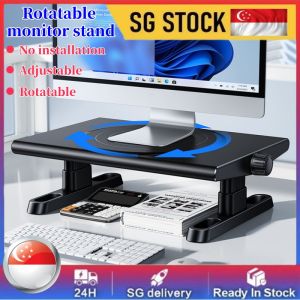 Adjustable Height Computer Monitor Stand 360° Office Desk Screen Elevator Support Bracket Desktop Riser Pad