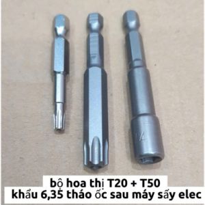 Bộ hoa thị T20+T50 và khẩu 6.35 chân lục giác chuyên dùng máy giặt và tháo ốc sau máy sấy Electrolux