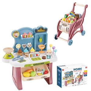 Childrens Play House Toy Mall Supermarket Shopping Cart Multi-Function Cashier Card Machine Store