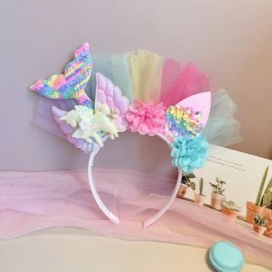 【GUGU-W】จัดส่งจากกรุงเทพ ที่คาดผม ที่มีสีสัน เลื่อม หางนางเงือก เปลือกหอย ผ้ากอซ พร็อพถ่ายรูป ปาร์ตี้วันเกิด สําหรับเด็ก