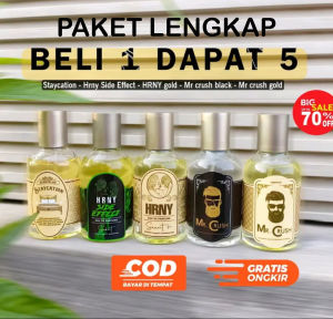 PAKET LENGKAP BELI 1 DAPAT 5 BOTOL PARFUM PEMIKAT PARFUM MR CRUSH HRNY SIDE EFFECT PARFUM PRIA PARFUM WANITA TAHAN LAMA 30ML MR CRUSH BLACK STAYCATION
