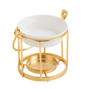 Metal Essential Oil Burners with Large Capacity Ceramics Bowl Handheld Cage Shape Aromatherapies Diffuser Scented Warmer