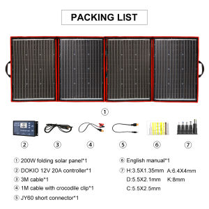Dokio High Efficience Flexible Foldable Solar Panel With 12V Charge Controller for Ship / Out-Door Solar Panels for tents Portable 18V 80w 100w 200w 300w Solar Panel Kit