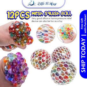 [Little B House] 12pcs Squishy Ball Squeeze Stress Release Fun Toy Vent Balls Squeeze Ball 减压葡萄球 Mainan Cubit - BT332-Box