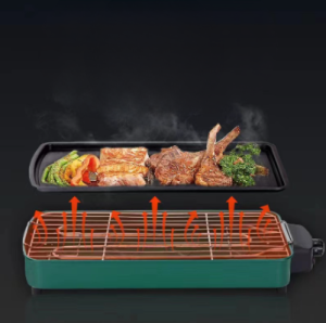 COD SHENAR Alat Panggang Elektrik Pemanggang Listrik Elektrik BBQ Grill 2 In 1 Grill Bbq Hotpot Elektrik Anti lengket Panggangan listrik serbaguna