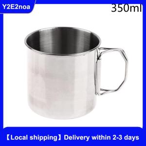 【Local shipping】 1Pc Stainless Steel Folding Handle Cup Portable Carabiner Cup Outdoor Camping Cups for Home Outdoor Camping Accessories